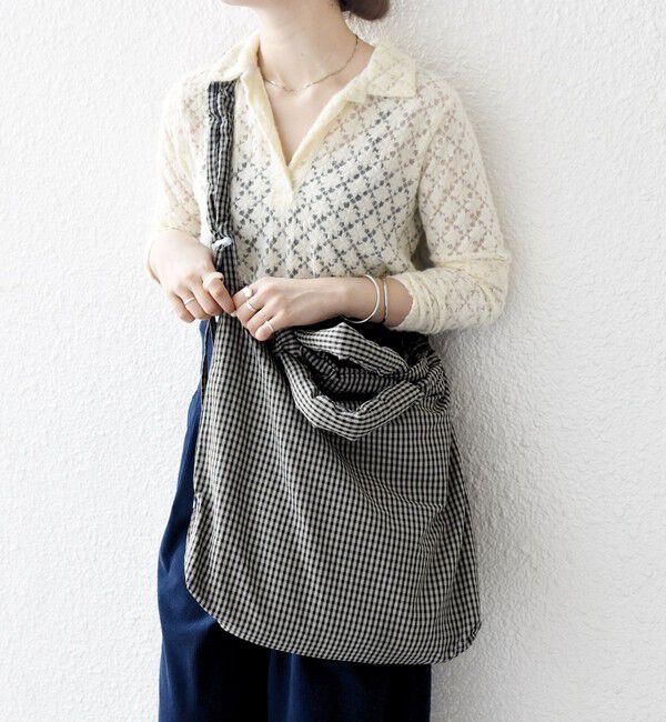 SHIPS any「SHIPS any: 3WAY チェック ギャザー ショルダーバッグ (ユニセックス)◇」|ショルダー・メッセンジャー|ブラック