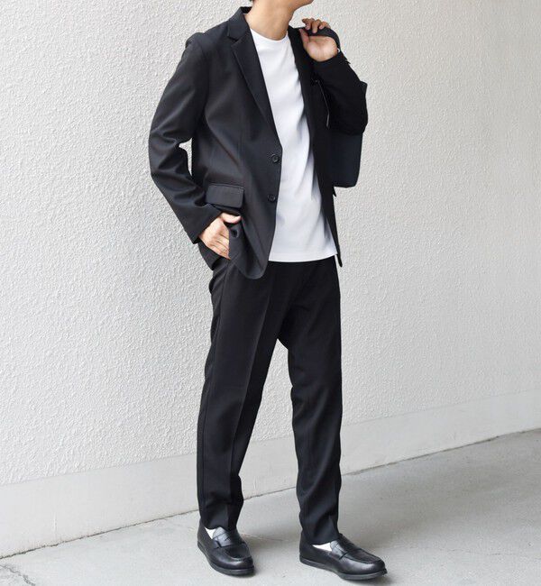 SHIPS any「SHIPS any:〈洗濯機可能〉ウールライク オールシーズン セットアップ ジャケット & イージーパンツ◆」|スーツ|ブラック