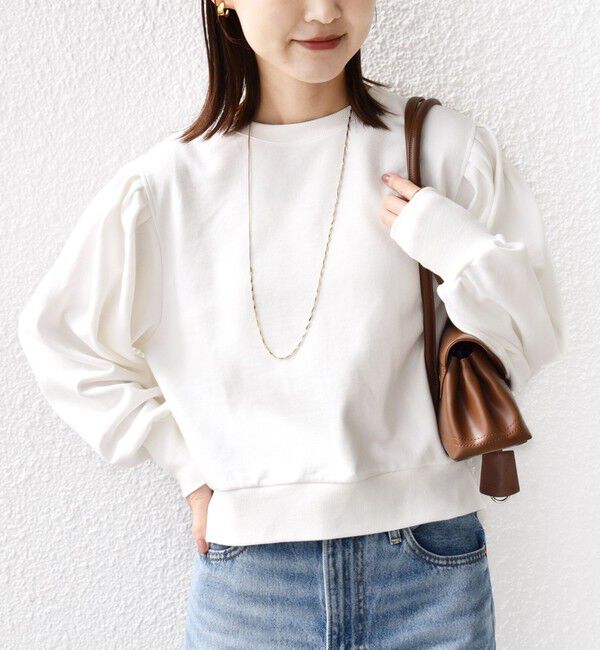 SHIPS for women「【WEB限定】〈手洗い可能〉ショルダー タック パフ スリーブ ミニ 裏毛 プルオーバー」|Tシャツ・カットソー|