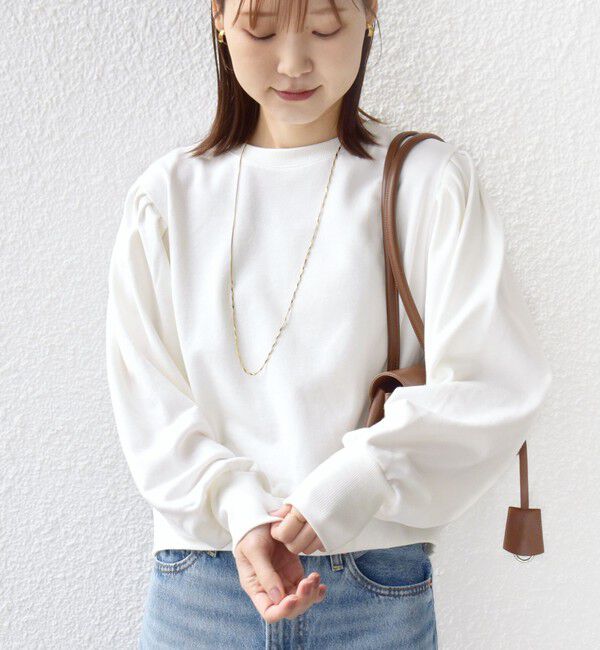 SHIPS for women「【WEB限定】〈手洗い可能〉ショルダー タック パフ スリーブ ミニ 裏毛 プルオーバー」|Tシャツ・カットソー|