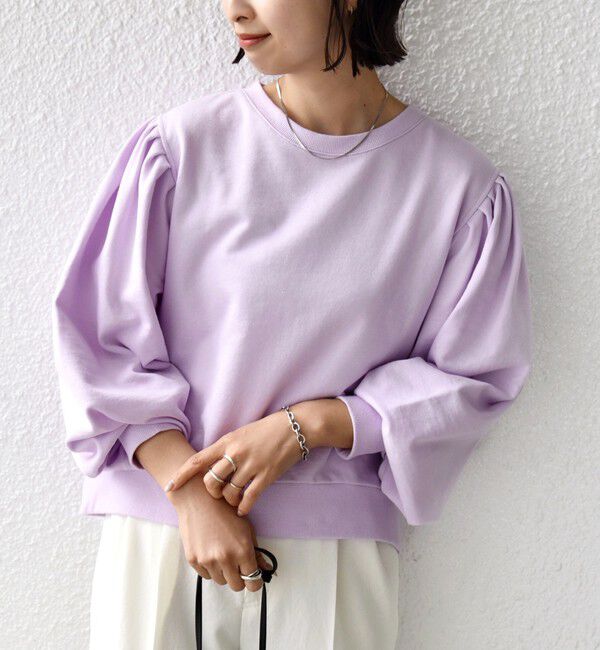 SHIPS for women「【WEB限定】〈手洗い可能〉ショルダー タック パフ スリーブ ミニ 裏毛 プルオーバー」|Tシャツ・カットソー|