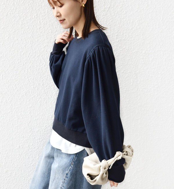SHIPS for women「【WEB限定】〈手洗い可能〉ショルダー タック パフ スリーブ ミニ 裏毛 プルオーバー」|Tシャツ・カットソー|