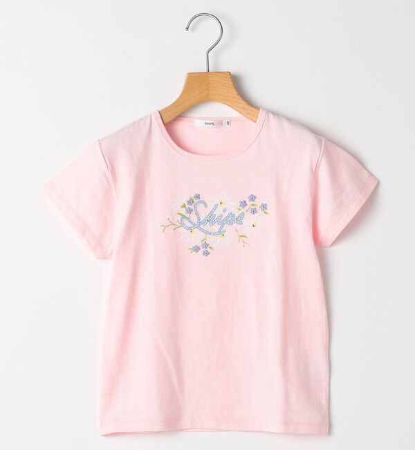SHIPS KIDS「SHIPS KIDS:140～150cm / ガーリー エンブロイダリー ロゴ Tシャツ」|Tシャツ・カットソー|ピンク