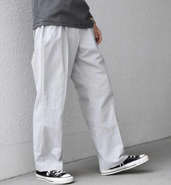 SHIPS any「SHIPS any: コットン/ナイロン ワッシャー 2タック セミワイド イージー パンツ(セットアップ対応)◆」|チノ|ライトグレー