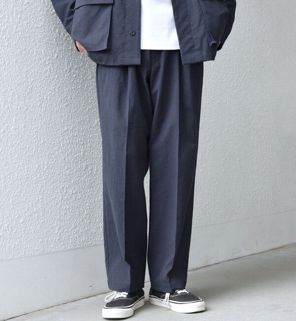 SHIPS any「SHIPS any: コットン/ナイロン ワッシャー 2タック セミワイド イージー パンツ(セットアップ対応)◆」|チノ|