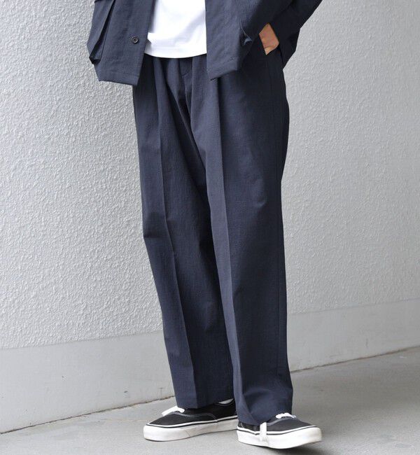 SHIPS any「SHIPS any: コットン/ナイロン ワッシャー 2タック セミワイド イージー パンツ(セットアップ対応)◆」|チノ|