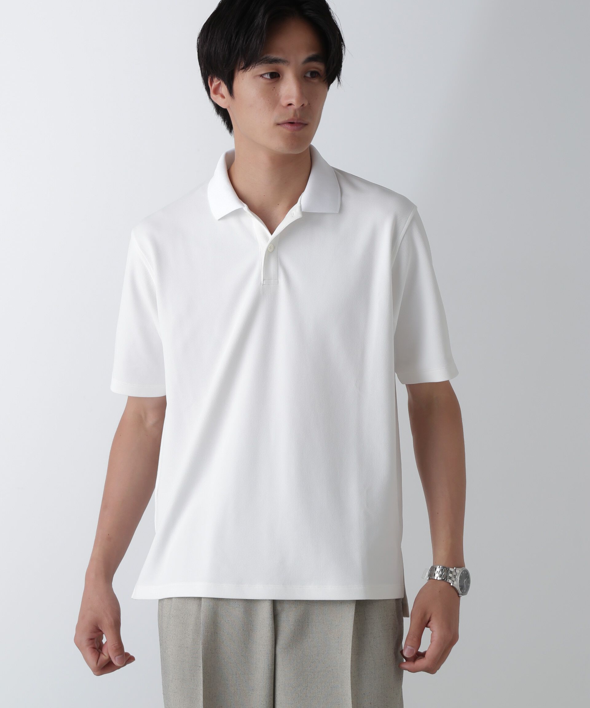 nano･universe「｢N POLO｣AQUA RHYTHM(R)鹿の子ポロシャツ 半袖」|Tシャツ・カットソー|