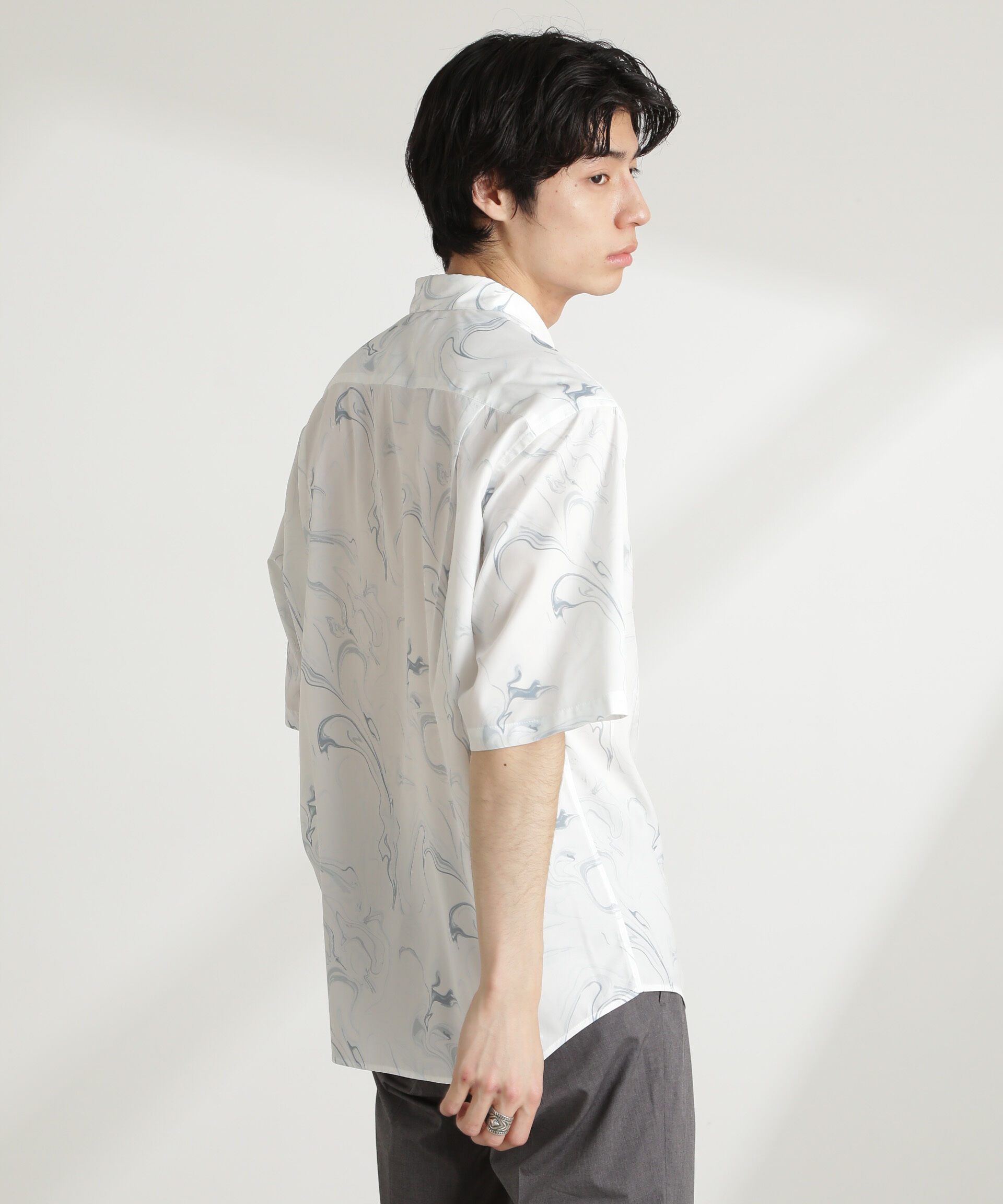 nano･universe「マーブルパターンシャツ 半袖」|シャツ・ブラウス|
