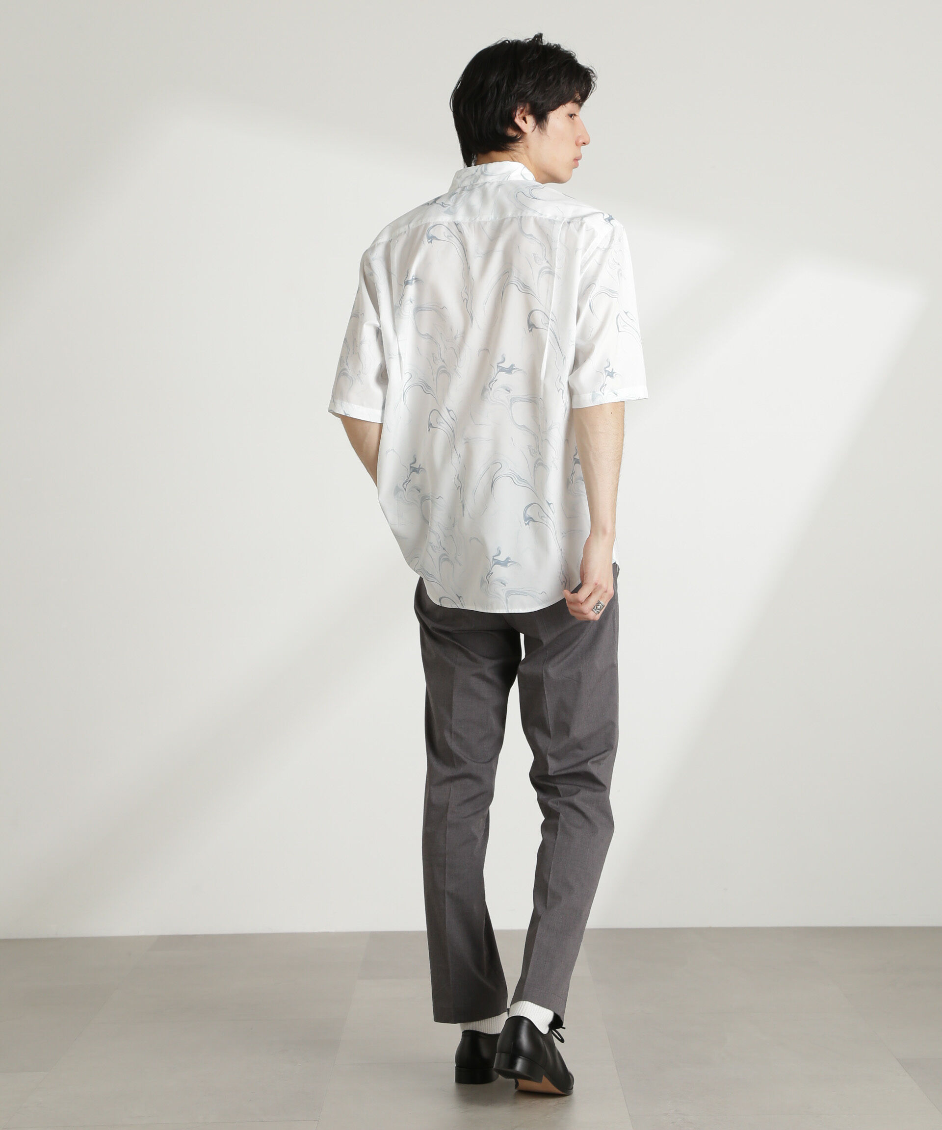 nano･universe「マーブルパターンシャツ 半袖」|シャツ・ブラウス|