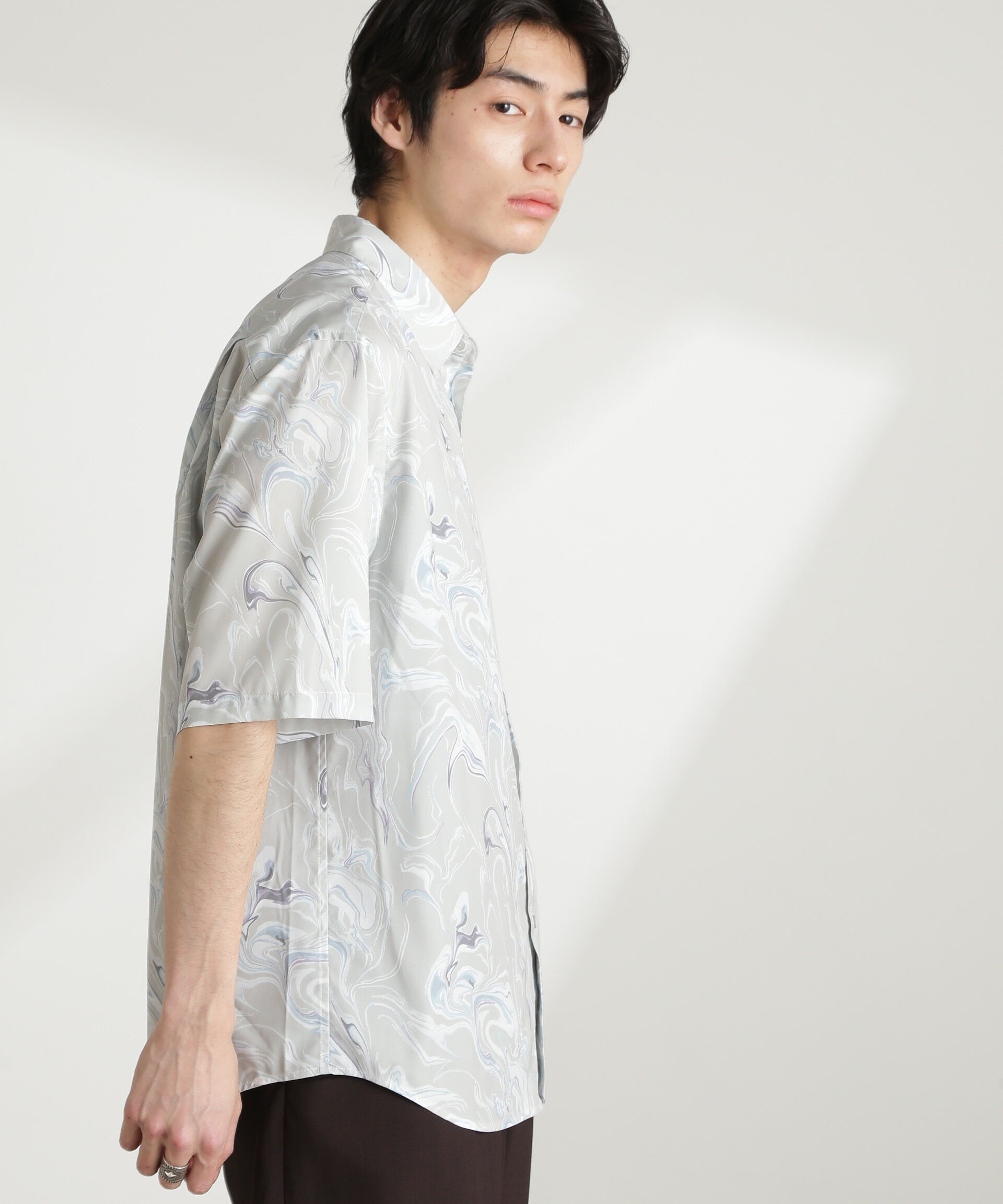 nano･universe「マーブルパターンシャツ 半袖」|シャツ・ブラウス|
