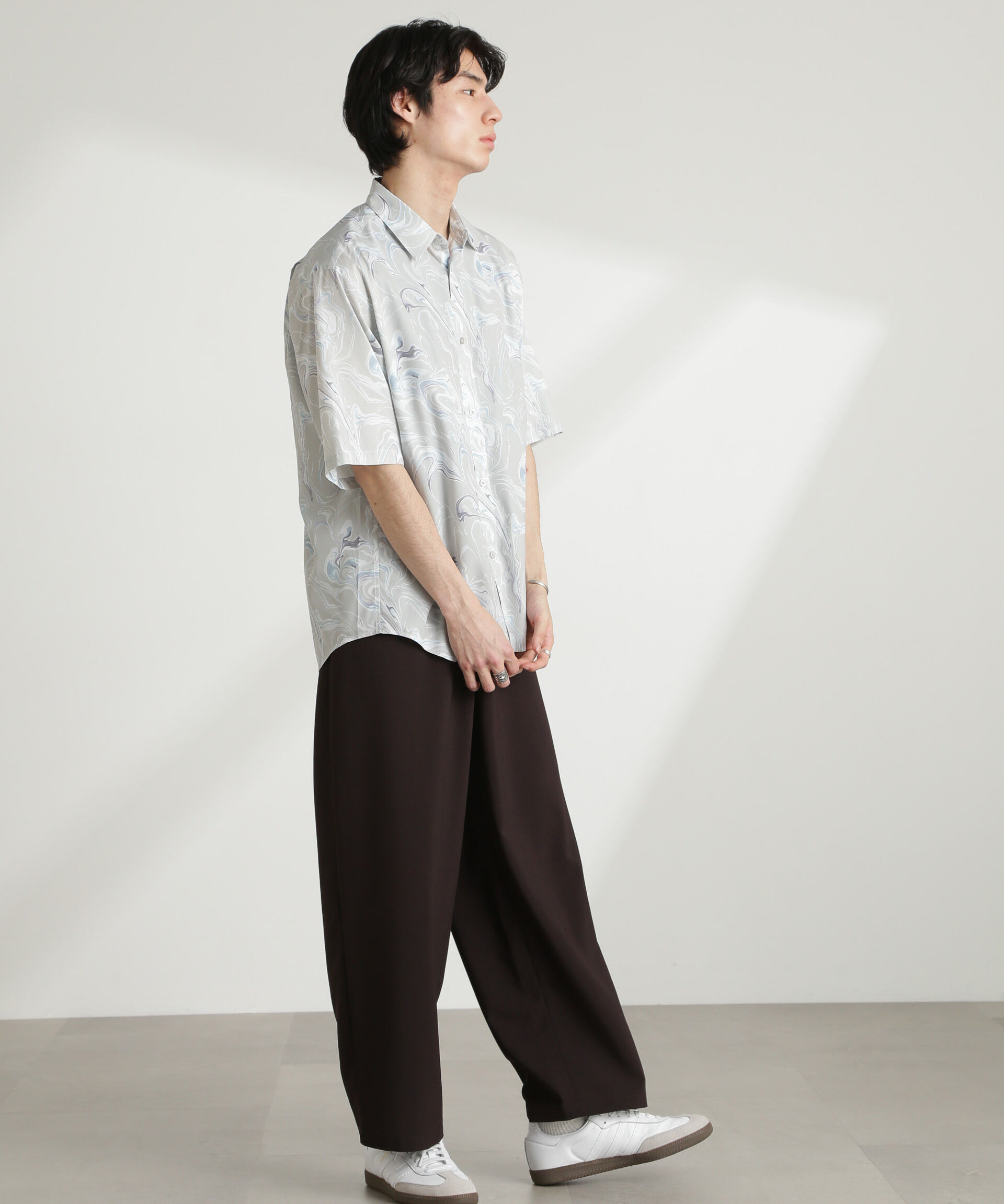 nano･universe「マーブルパターンシャツ 半袖」|シャツ・ブラウス|