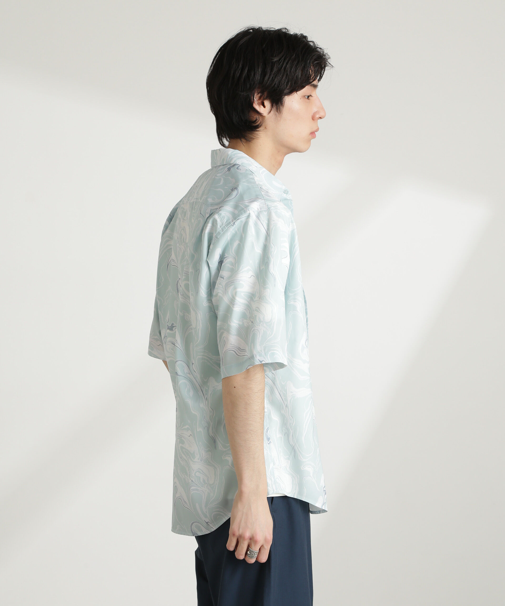 nano･universe「マーブルパターンシャツ 半袖」|シャツ・ブラウス|
