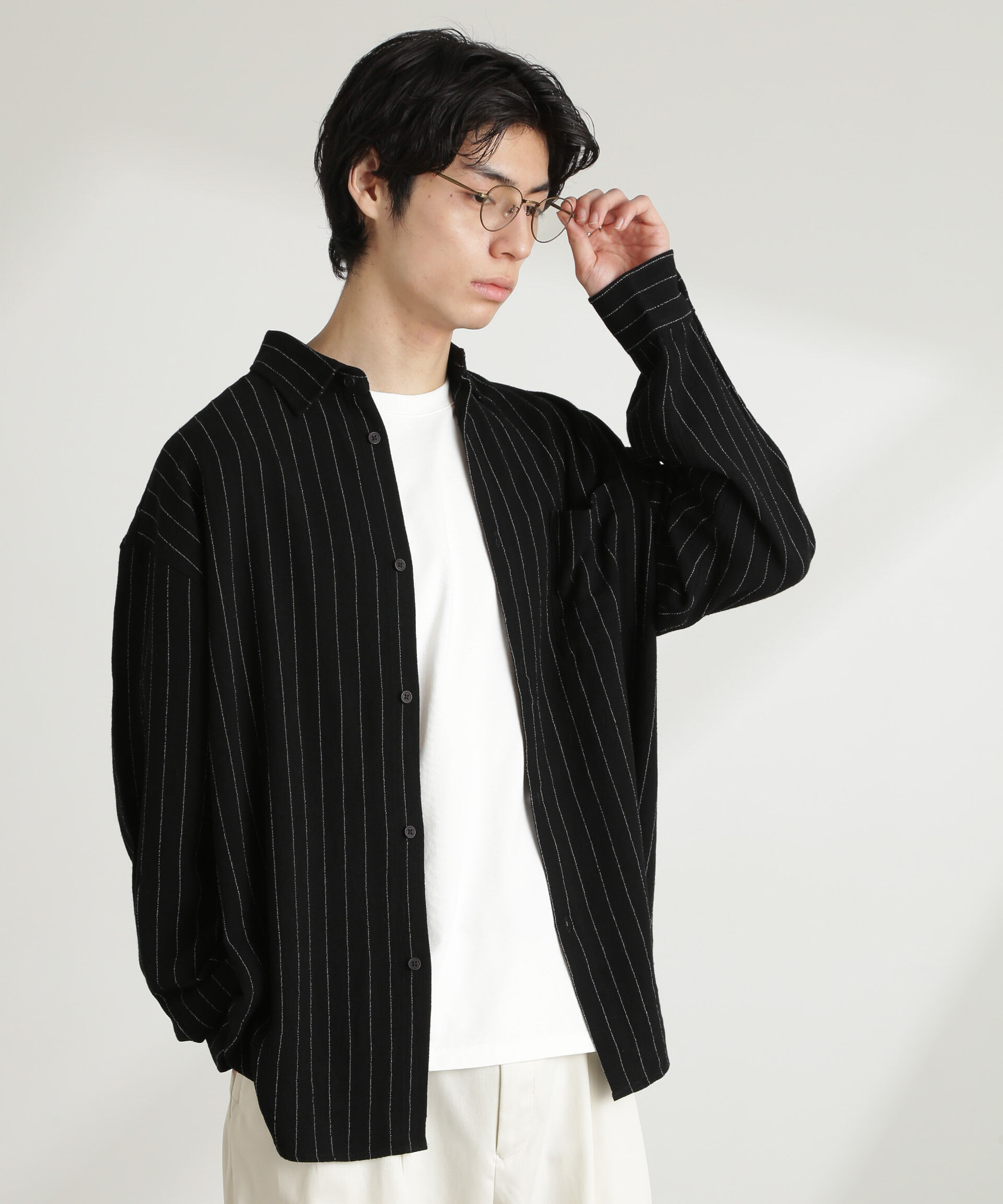 nano･universe「WEB限定/ピンストライプレギュラーカラーシャツ 長袖」|シャツ・ブラウス|