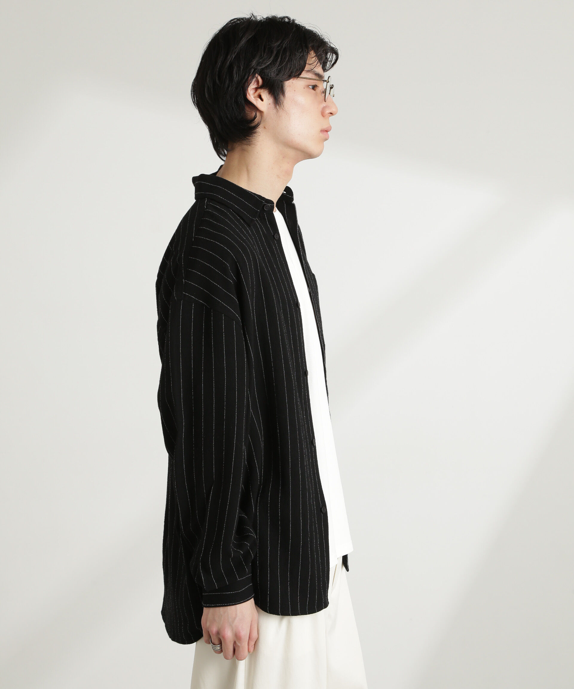 nano･universe「WEB限定/ピンストライプレギュラーカラーシャツ 長袖」|シャツ・ブラウス|
