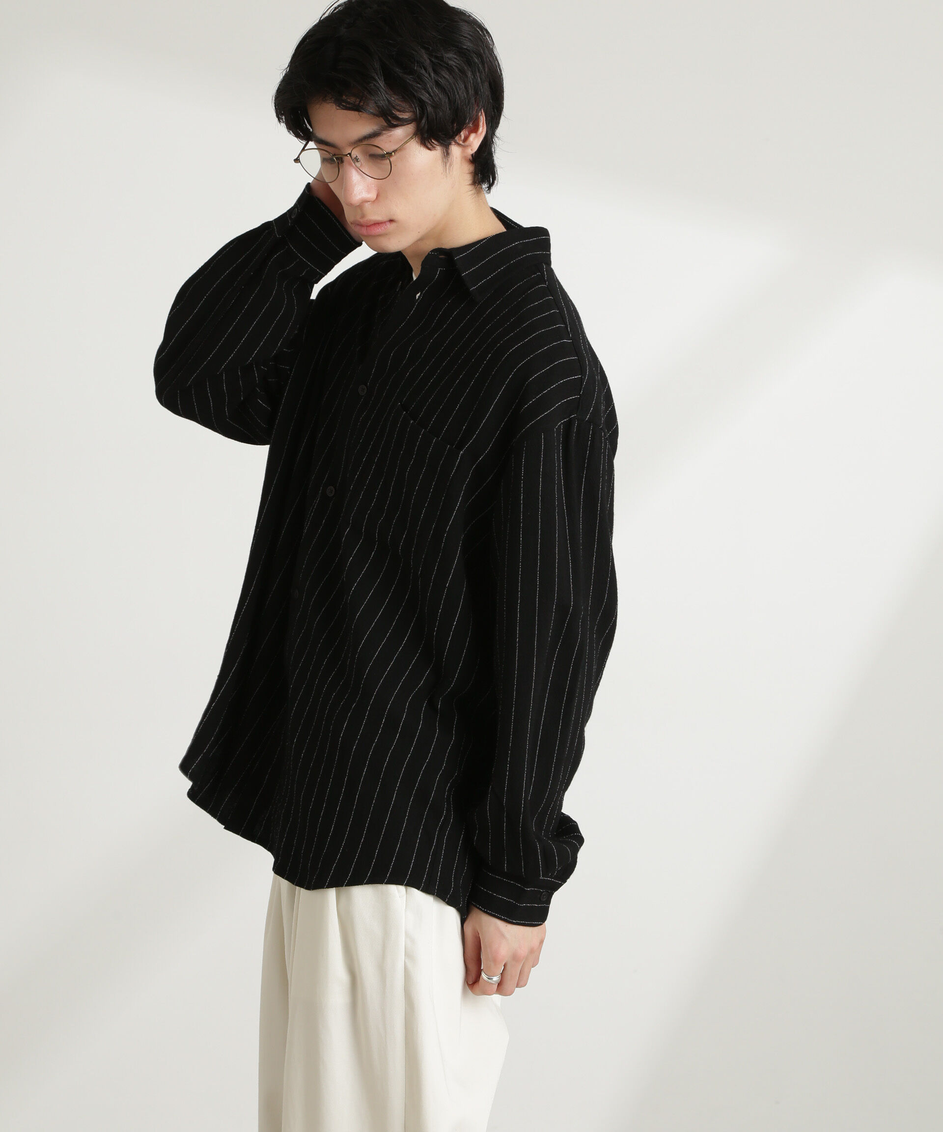 nano･universe「WEB限定/ピンストライプレギュラーカラーシャツ 長袖」|シャツ・ブラウス|