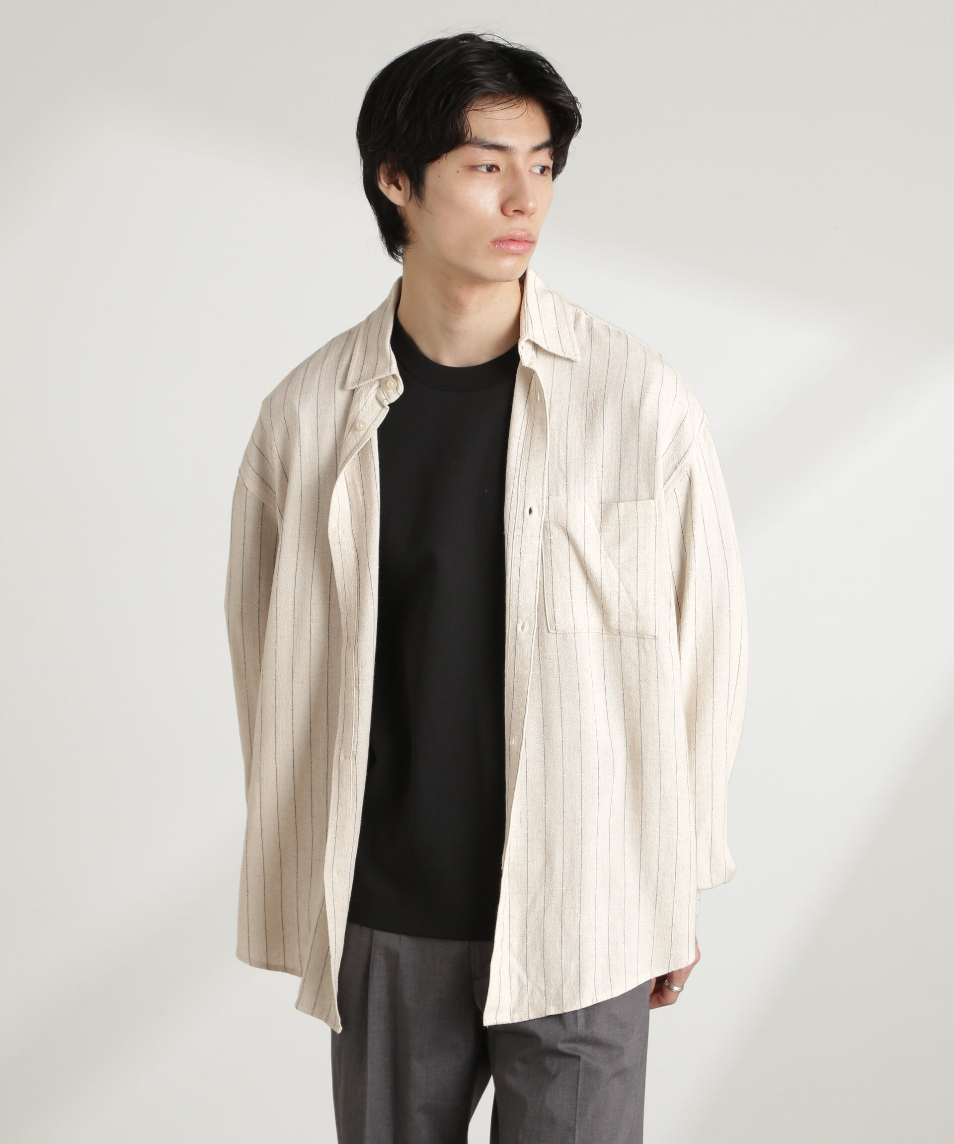 nano･universe「WEB限定/ピンストライプレギュラーカラーシャツ 長袖」|シャツ・ブラウス|