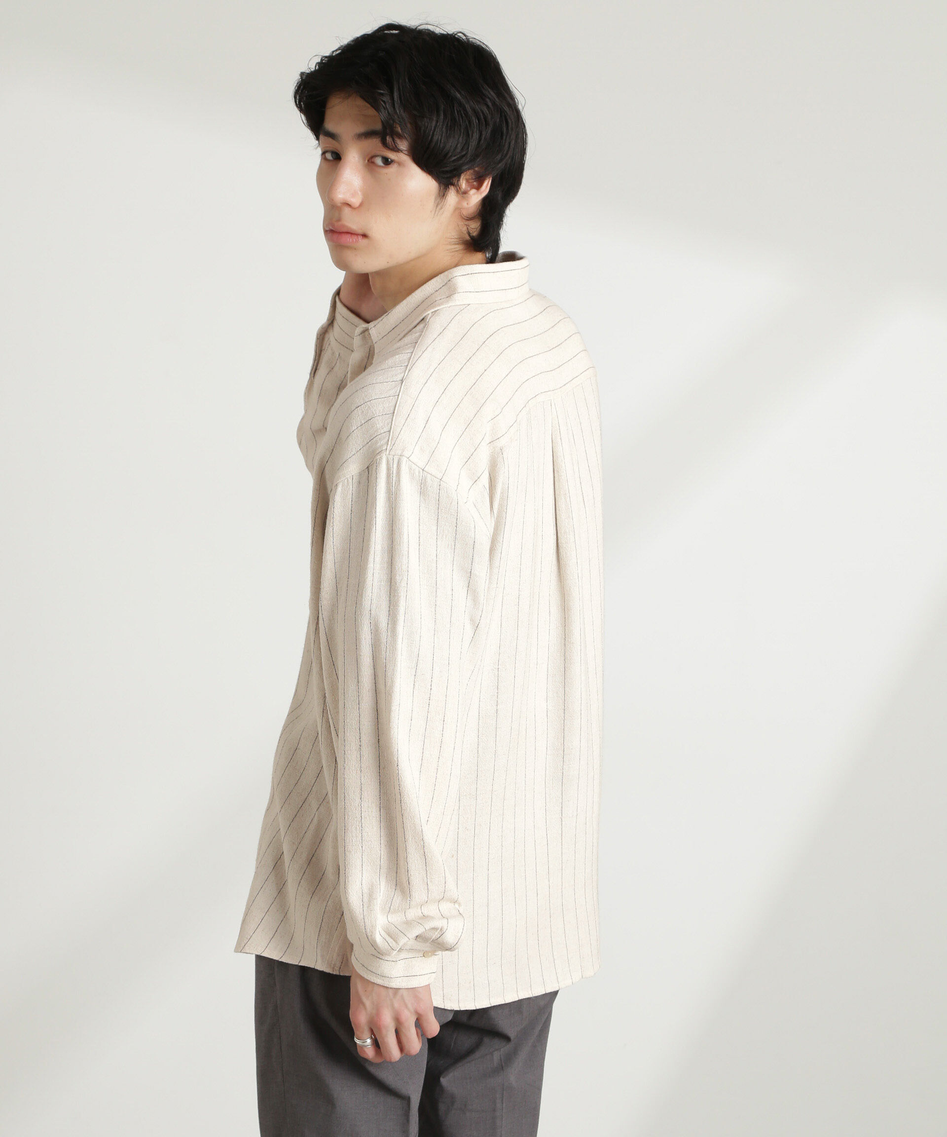 nano･universe「WEB限定/ピンストライプレギュラーカラーシャツ 長袖」|シャツ・ブラウス|