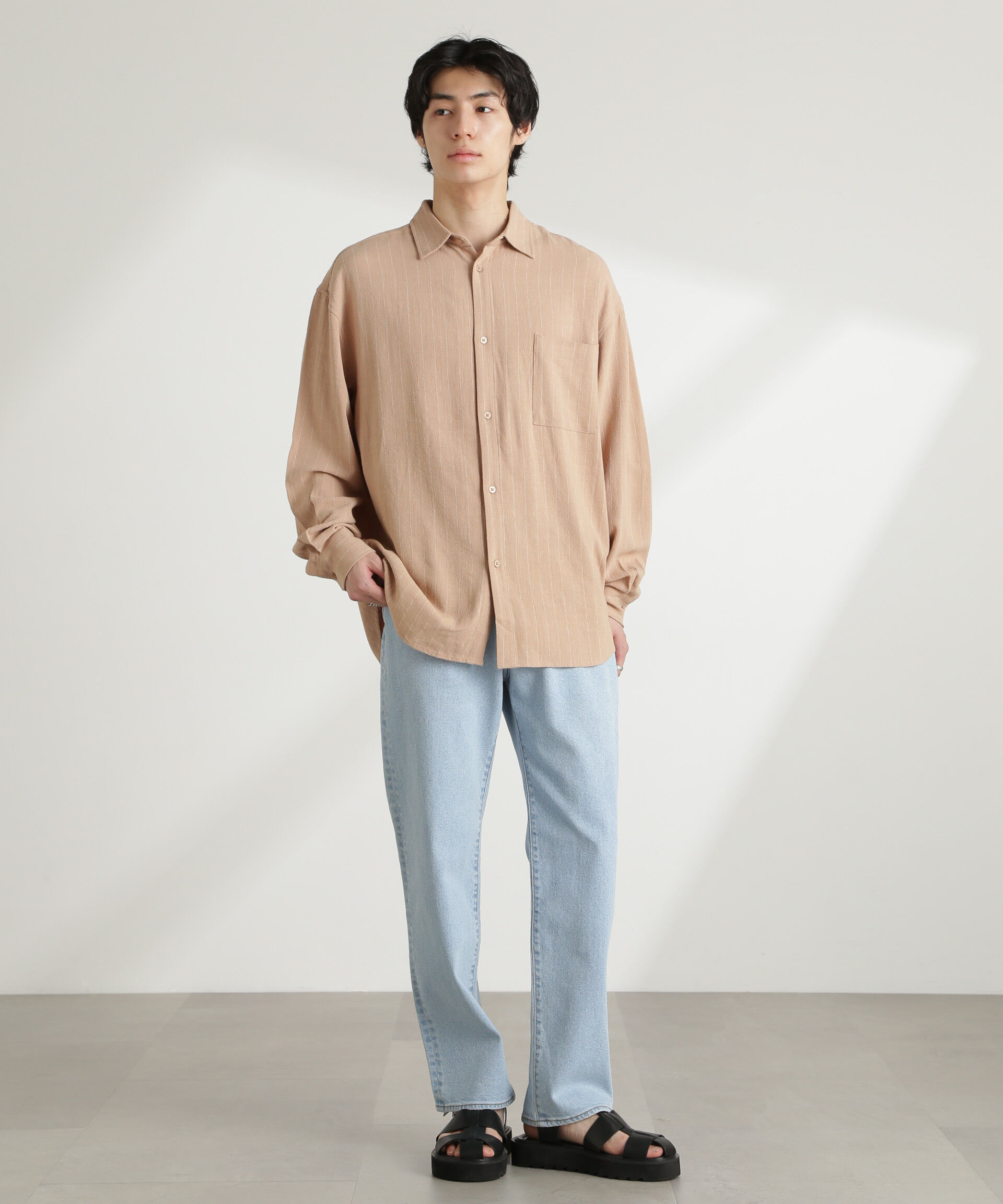 nano･universe「WEB限定/ピンストライプレギュラーカラーシャツ 長袖」|シャツ・ブラウス|