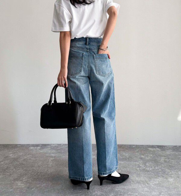 fredy emue「FRセンタープレスセミワイドデニムパンツ」|デニム|