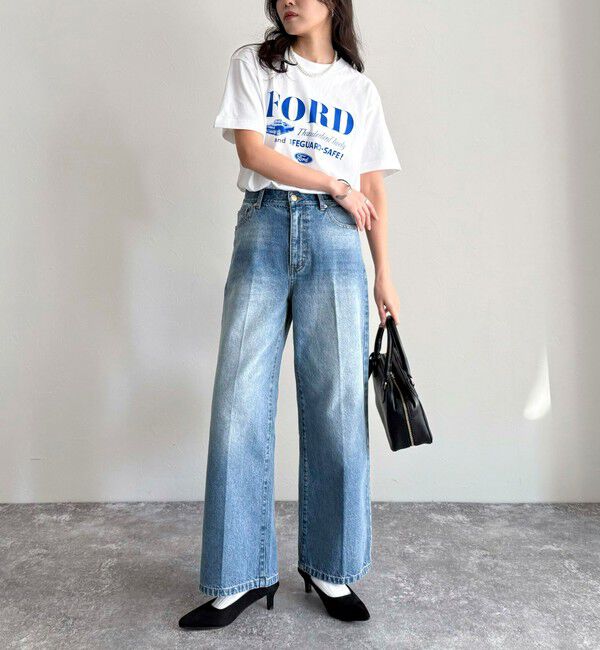 fredy emue「FRセンタープレスセミワイドデニムパンツ」|デニム|