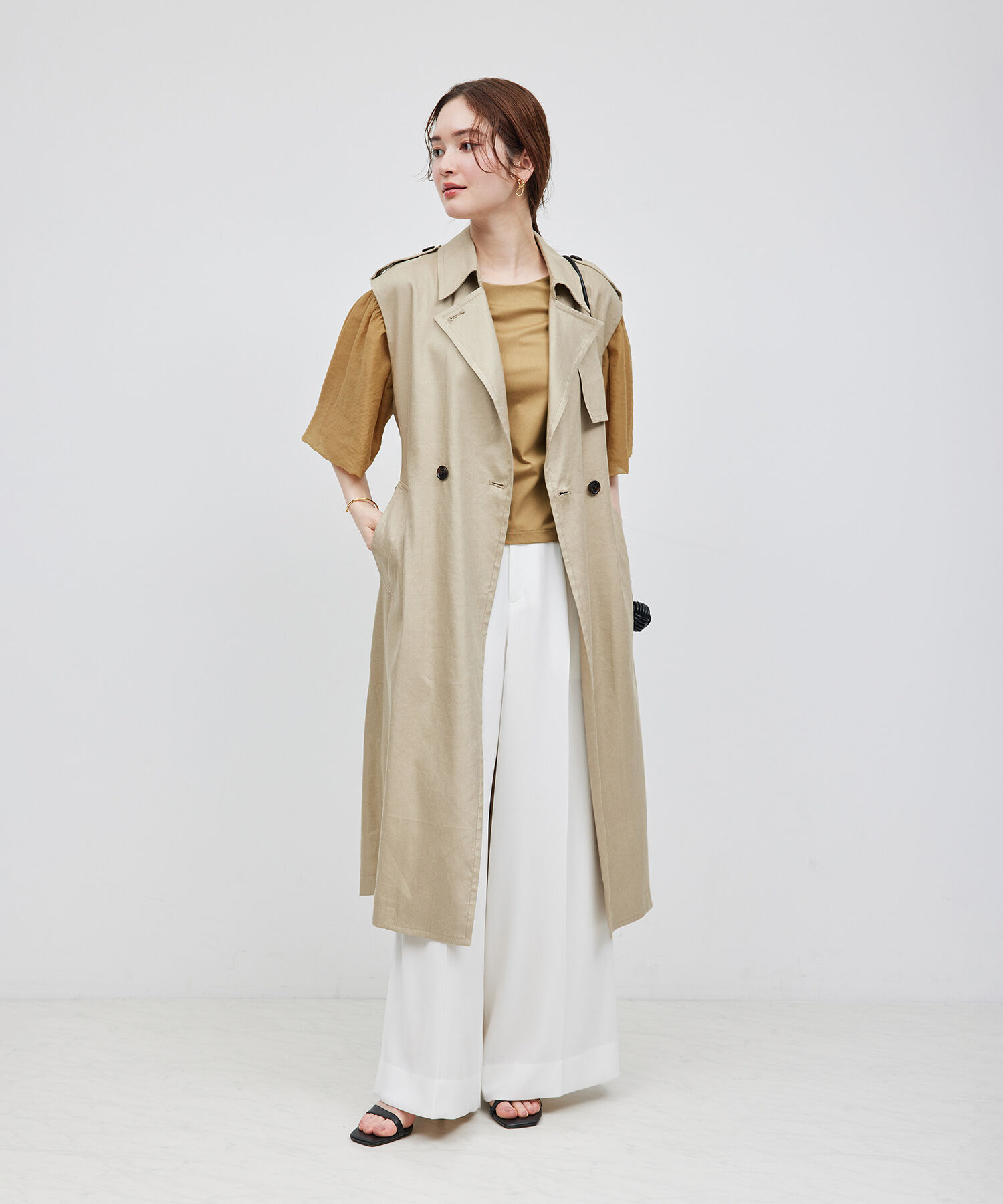 ROPE「オーガンジー袖カットソー」|Tシャツ・カットソー|