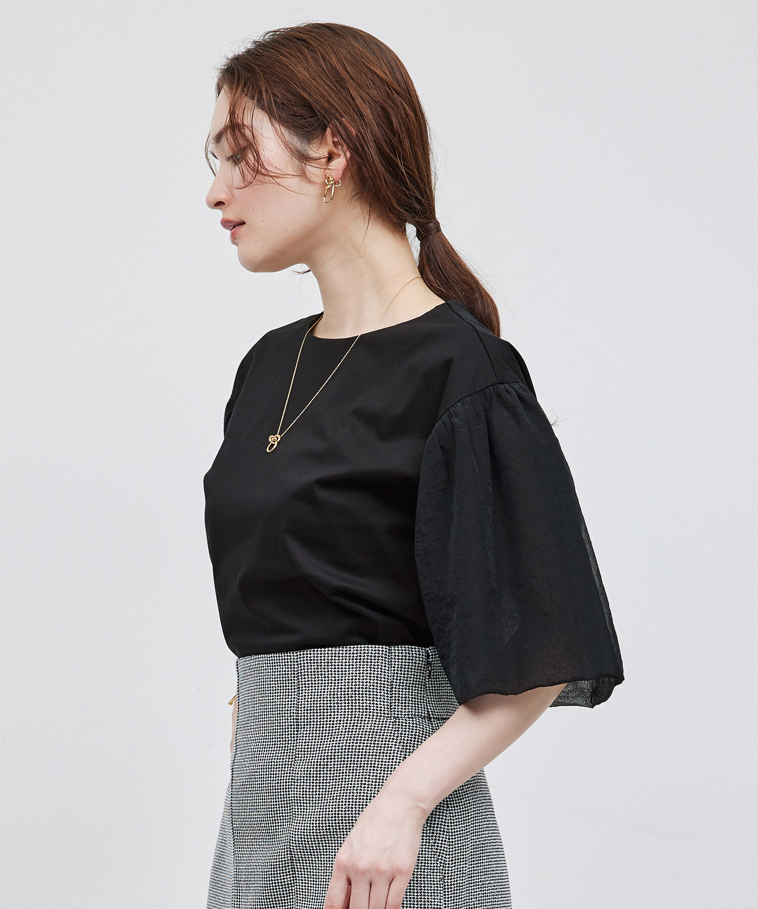 ROPE「オーガンジー袖カットソー」|Tシャツ・カットソー|