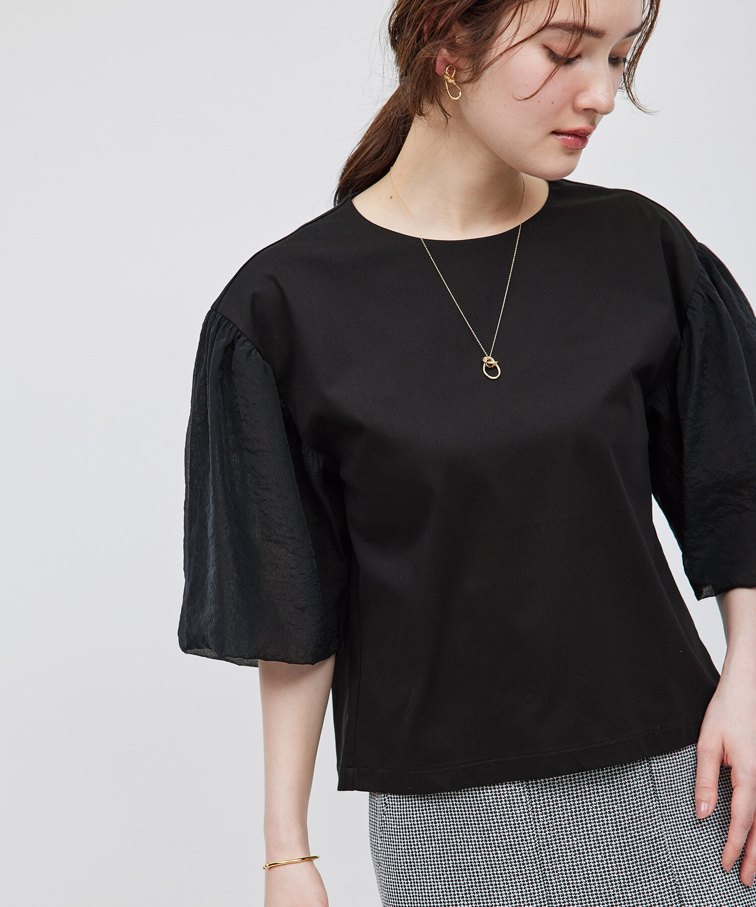 ROPE「オーガンジー袖カットソー」|Tシャツ・カットソー|