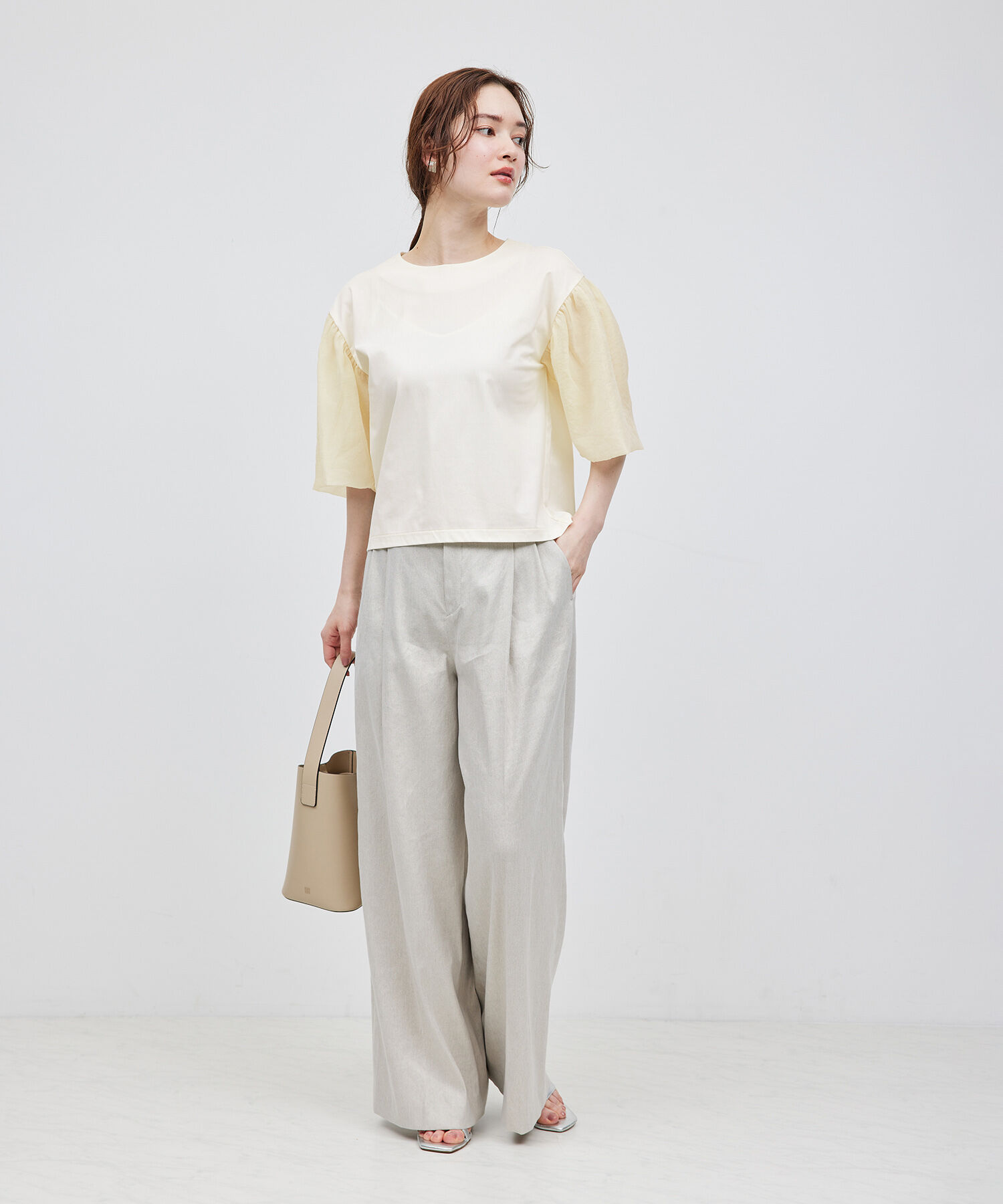 ROPE「オーガンジー袖カットソー」|Tシャツ・カットソー|