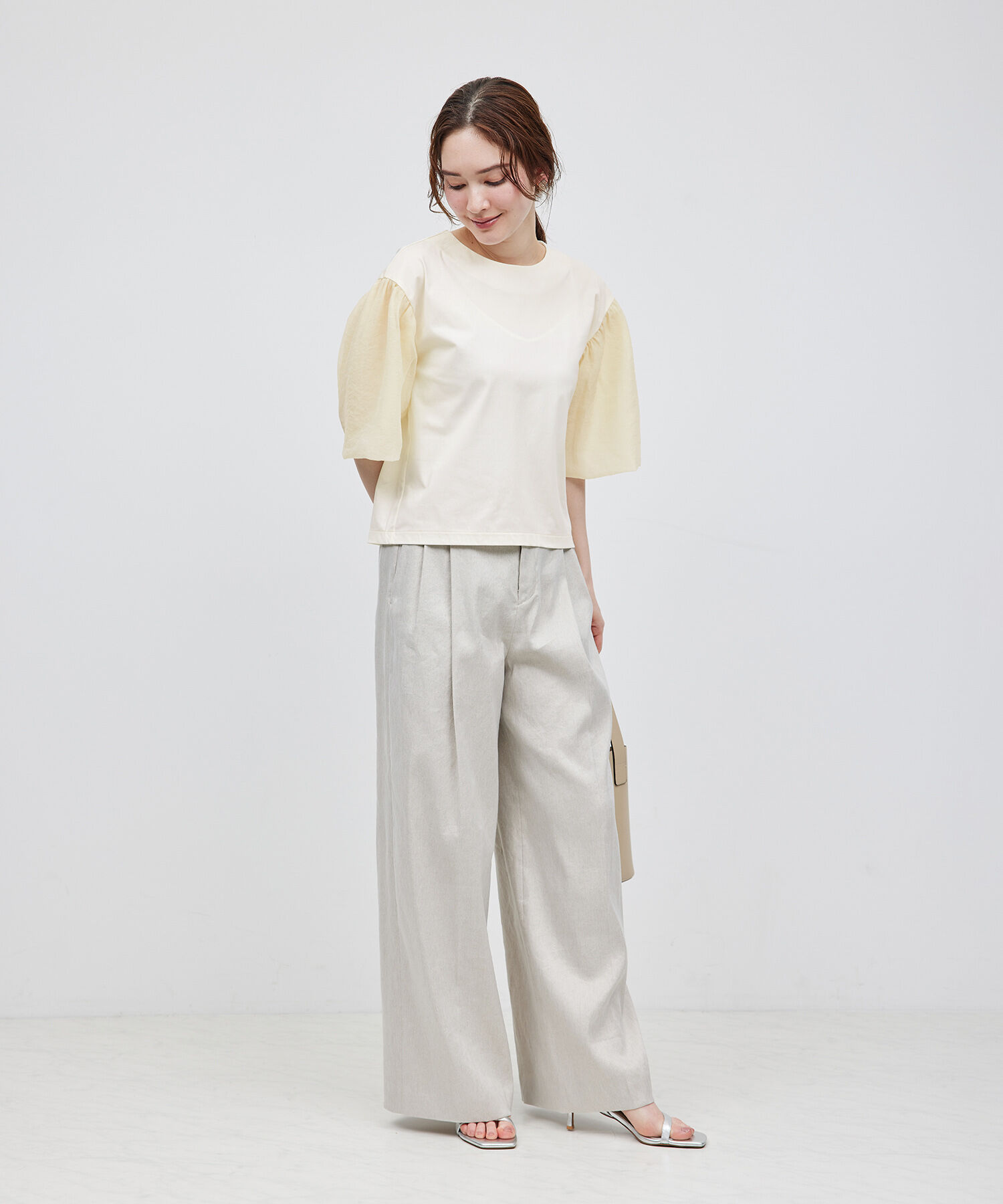 ROPE「オーガンジー袖カットソー」|Tシャツ・カットソー|