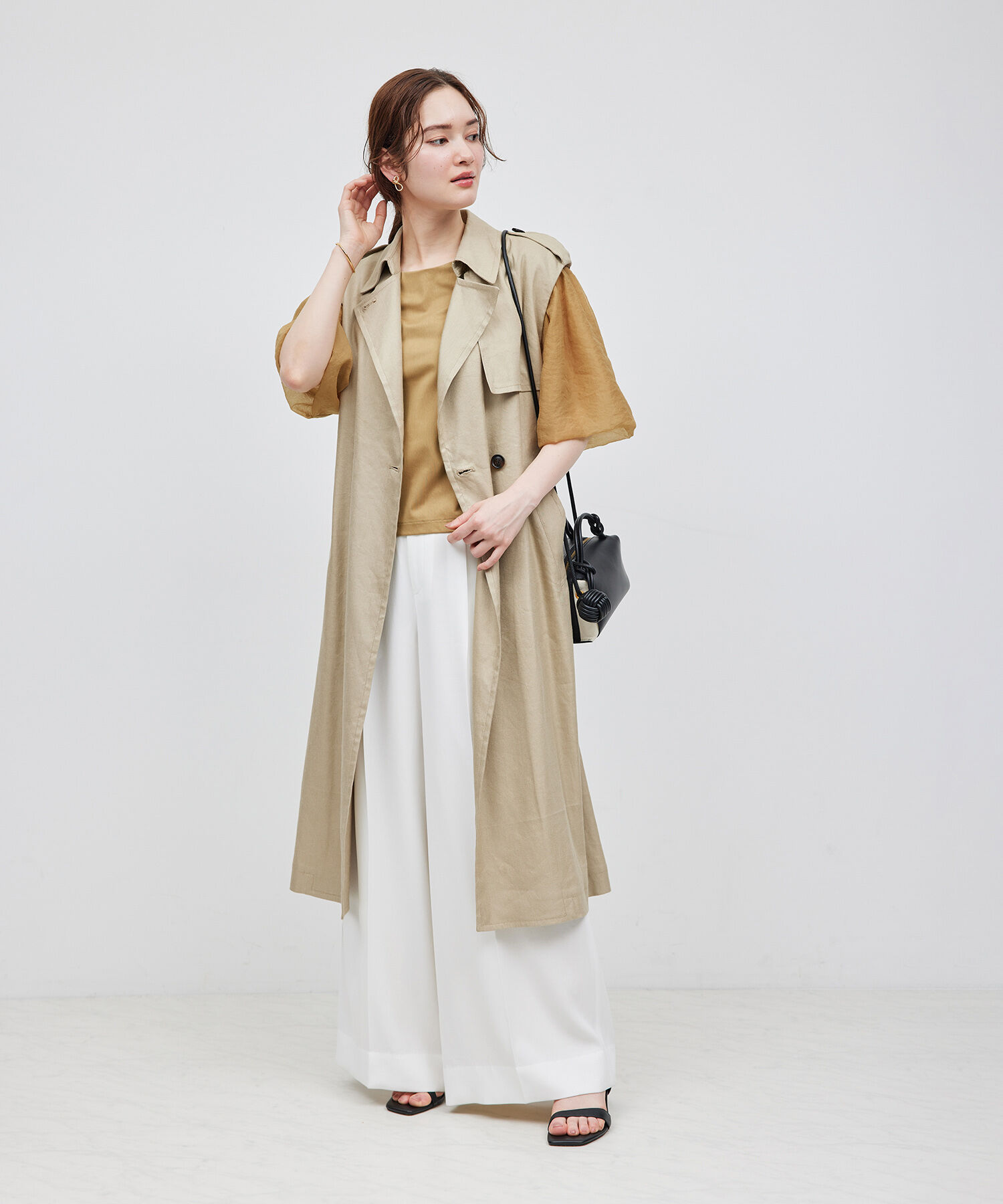 ROPE「オーガンジー袖カットソー」|Tシャツ・カットソー|