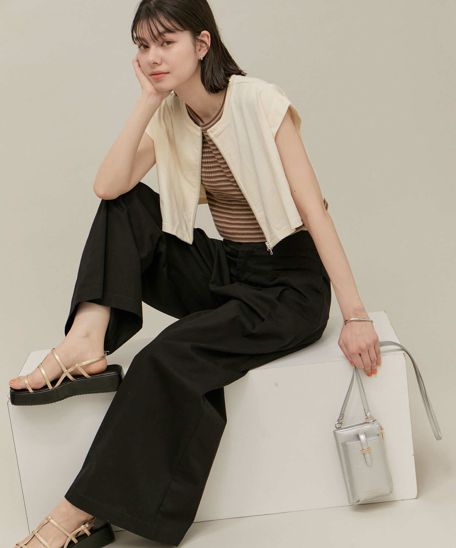 ROPE' PICNIC R「ジップ付きトップス&times;テレコキャミワンピース」|ワンピース|