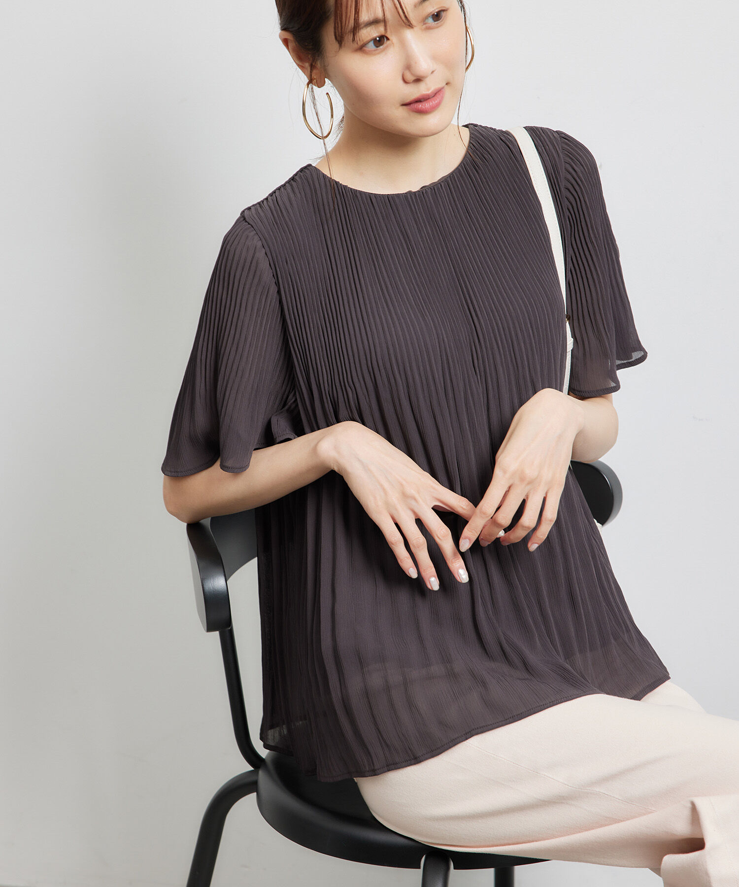 Rope&rsquo;Picnic「カップ付きプリーツブラウス」|シャツ・ブラウス|ダークブラウン(20)