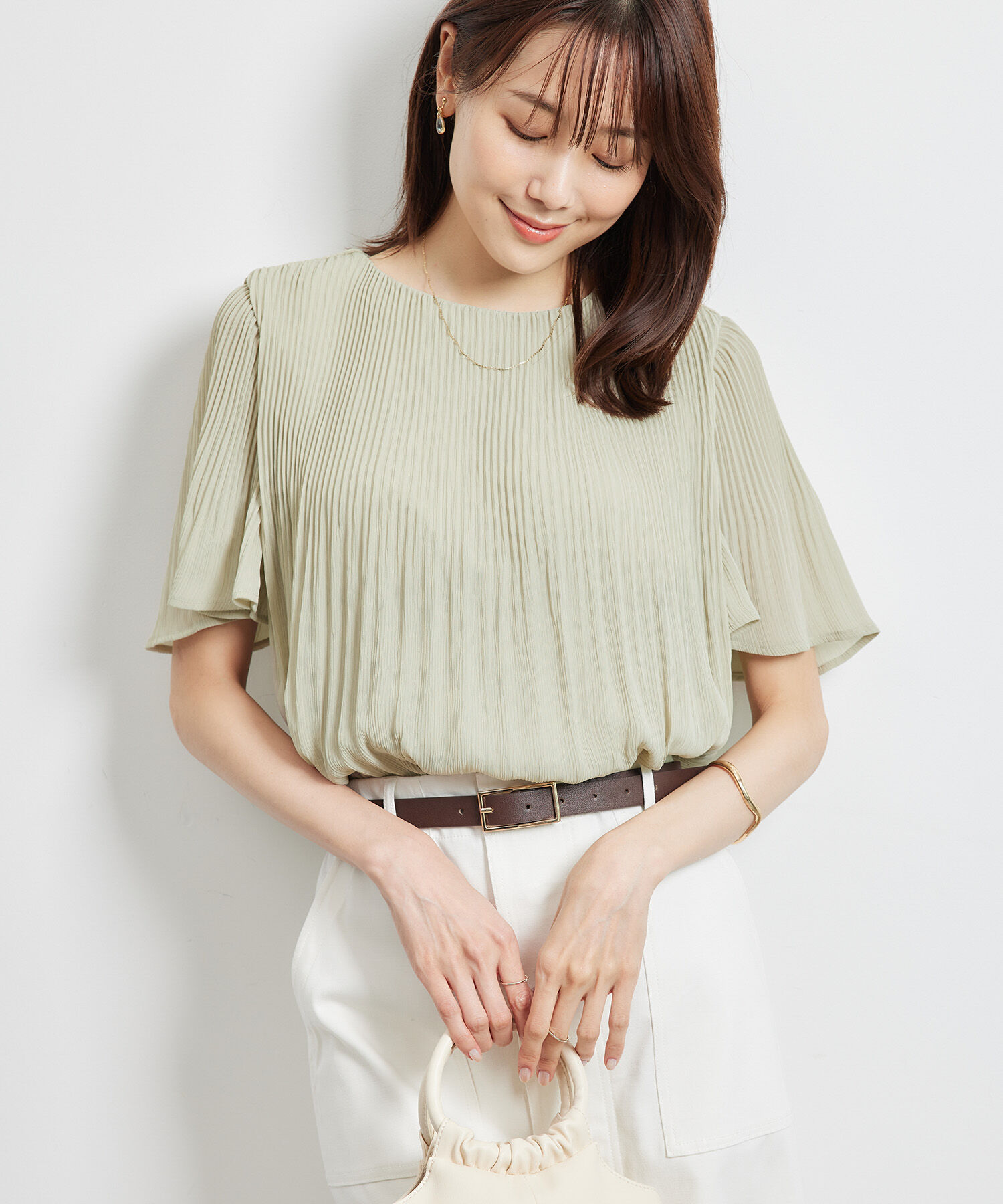 Rope&rsquo;Picnic「カップ付きプリーツブラウス」|シャツ・ブラウス|