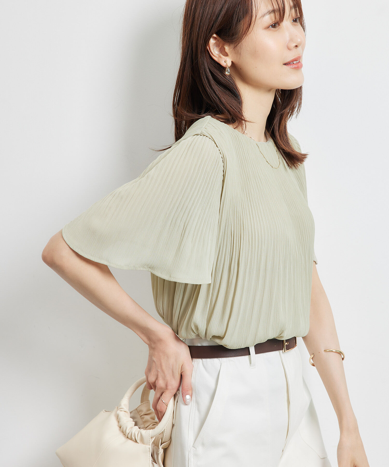 Rope&rsquo;Picnic「カップ付きプリーツブラウス」|シャツ・ブラウス|