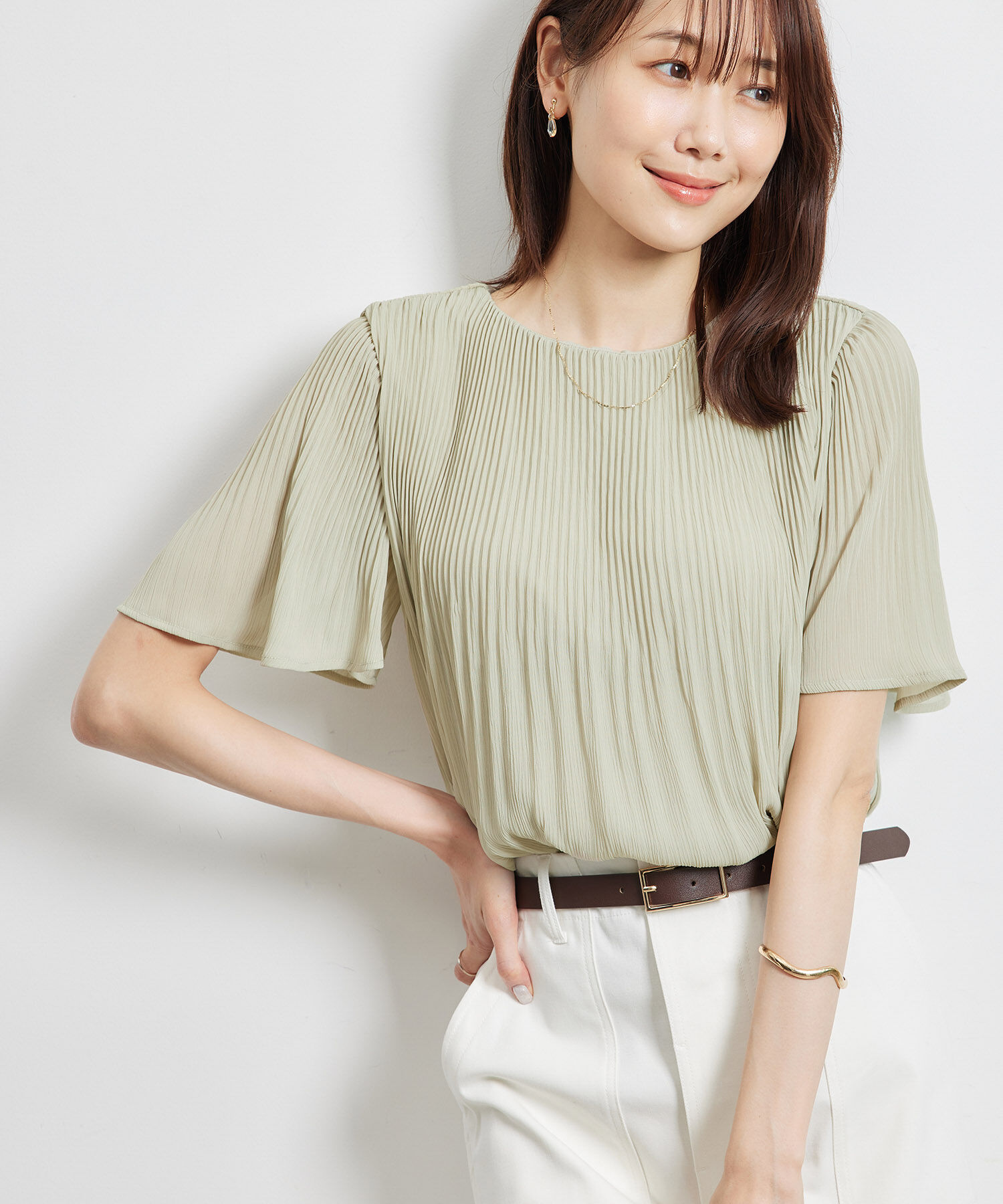 Rope&rsquo;Picnic「カップ付きプリーツブラウス」|シャツ・ブラウス|ベージュ(27)