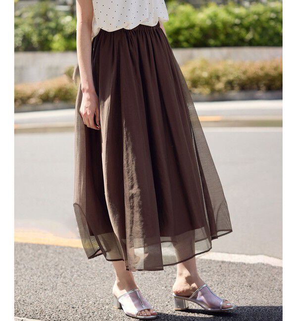 Rope&rsquo;Picnic「エアリーシアーギャザーロングスカート」|スカート|ブラウン(20)