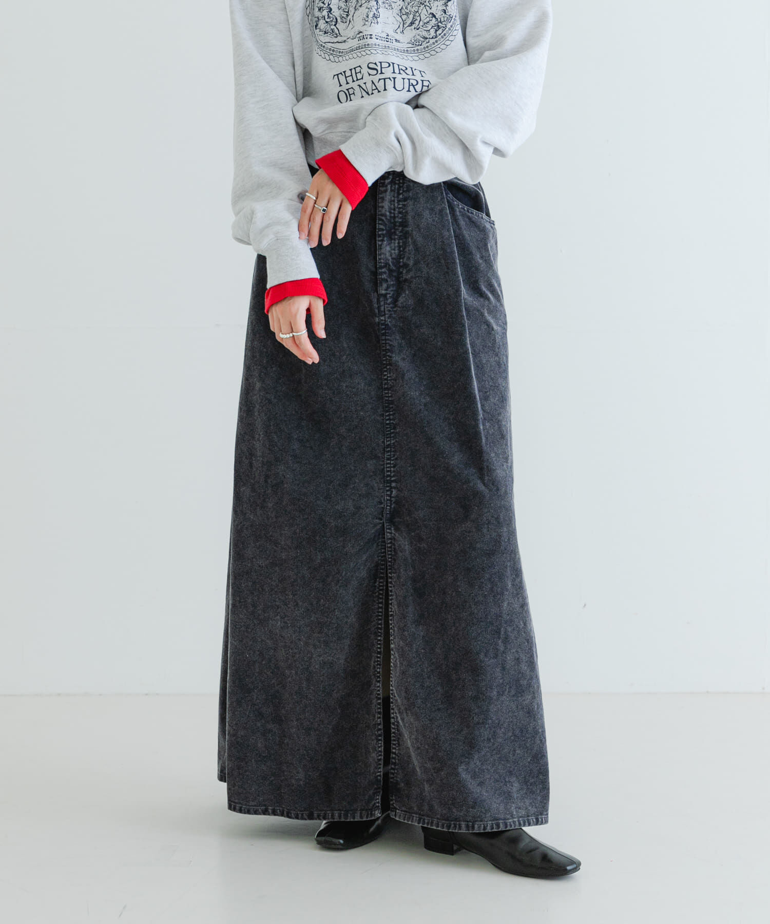 URBAN RESEARCH「ガーメントダイコーデュロイスカート」|スカート|ネイビー