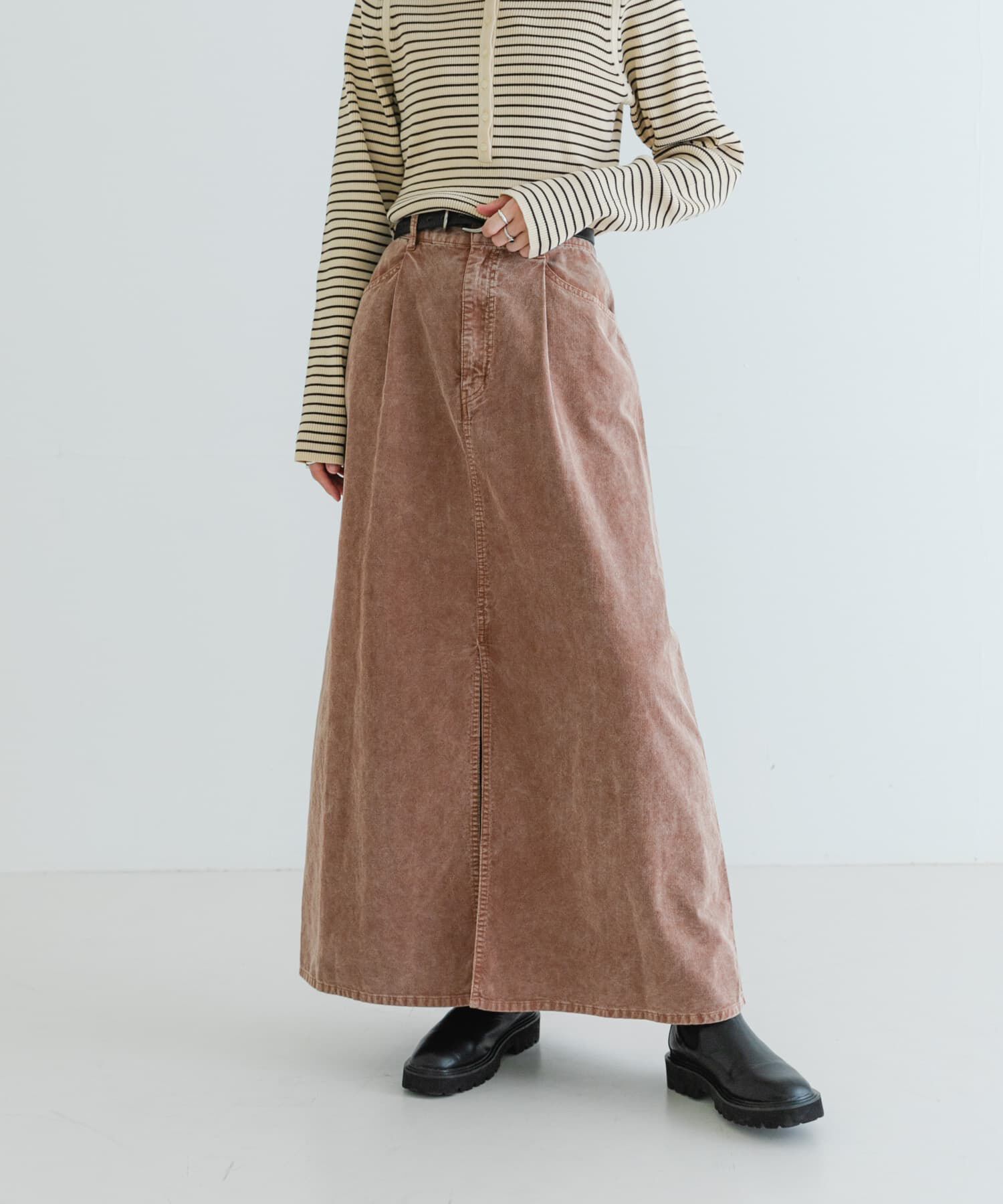 URBAN RESEARCH「ガーメントダイコーデュロイスカート」|スカート|キャメル