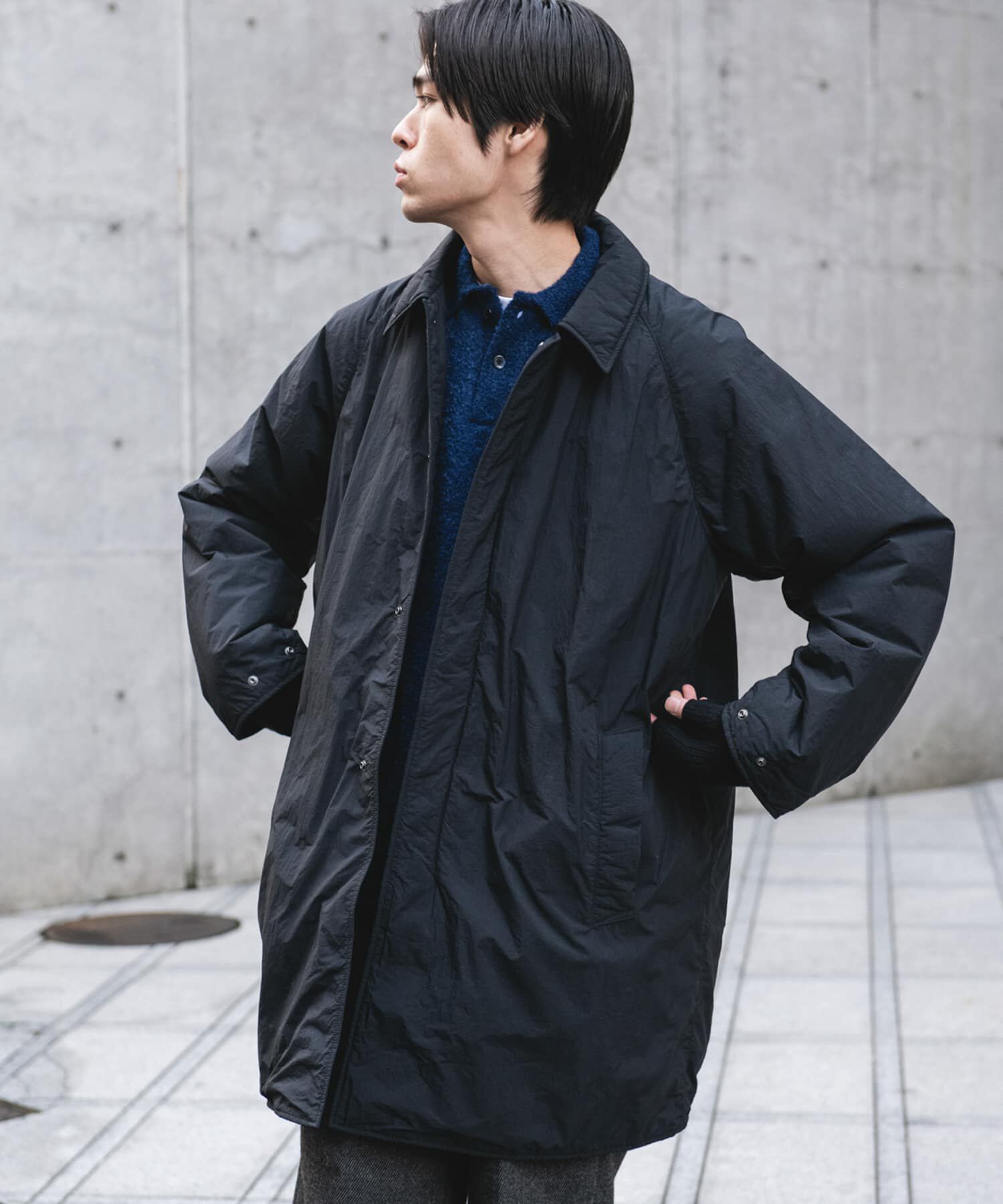 URBAN RESEARCH DOORS「ライトナイロン パデット バルマカンコート」|ノーカラーコート|