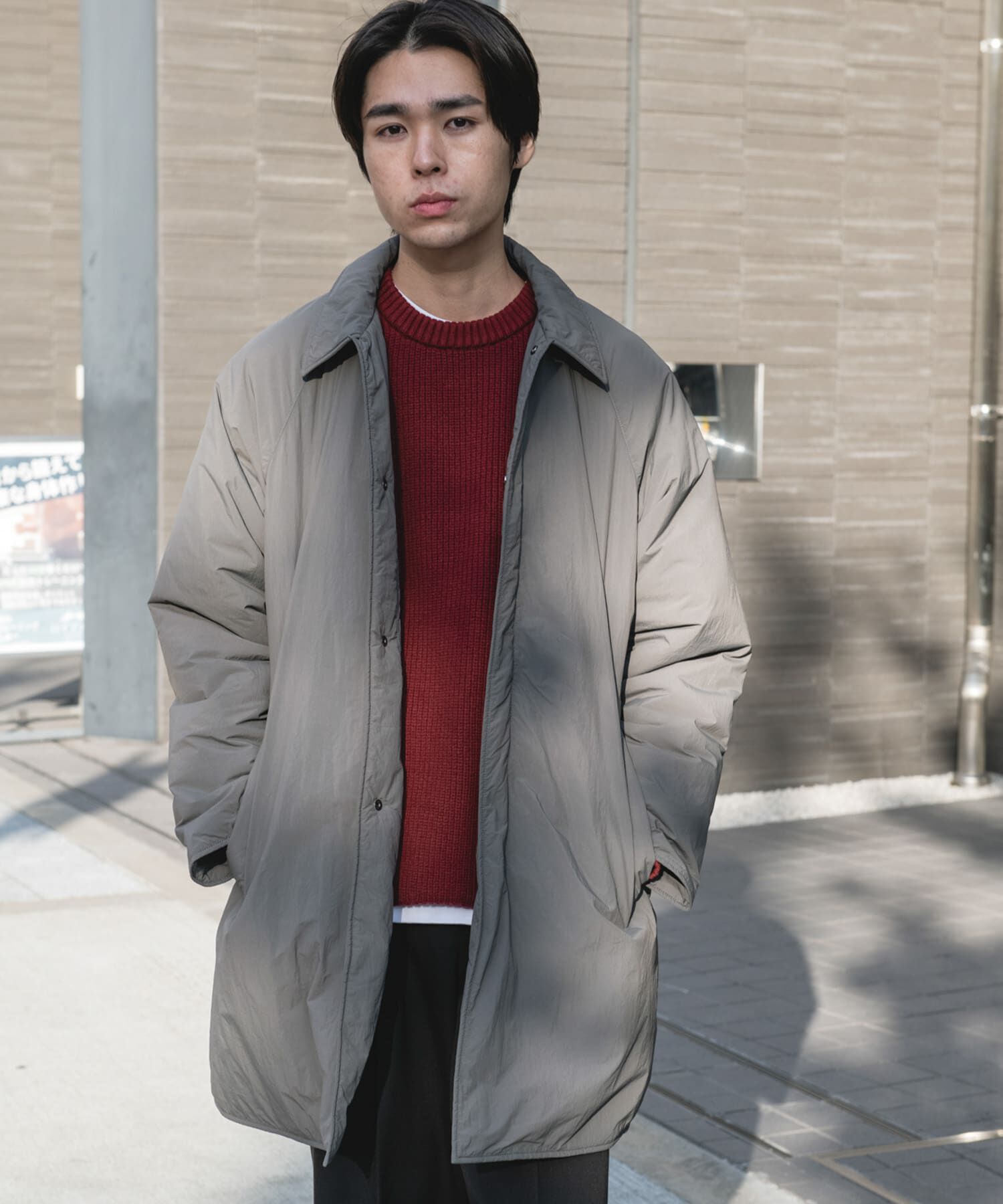 URBAN RESEARCH DOORS「ライトナイロン パデット バルマカンコート」|ノーカラーコート|