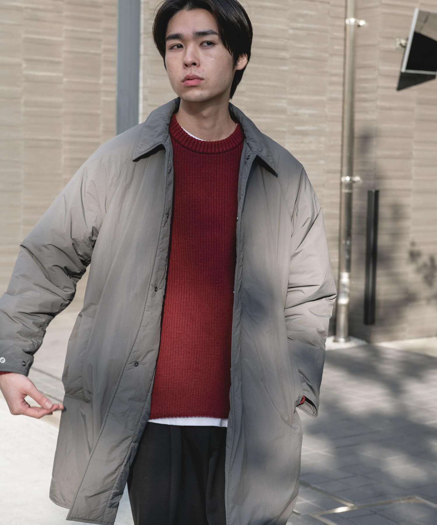 URBAN RESEARCH DOORS「ライトナイロン パデット バルマカンコート」|ノーカラーコート|