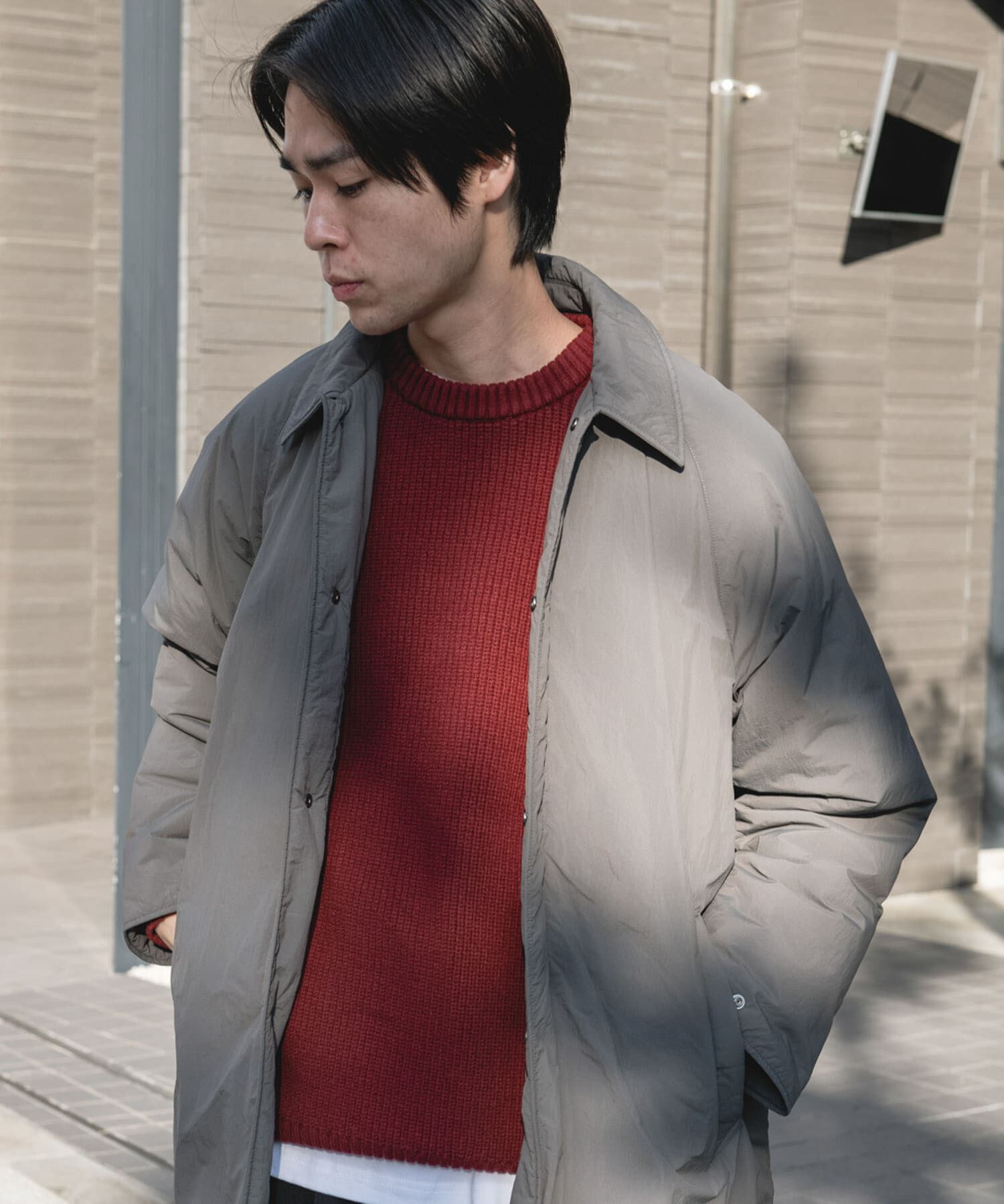 URBAN RESEARCH DOORS「ライトナイロン パデット バルマカンコート」|ノーカラーコート|