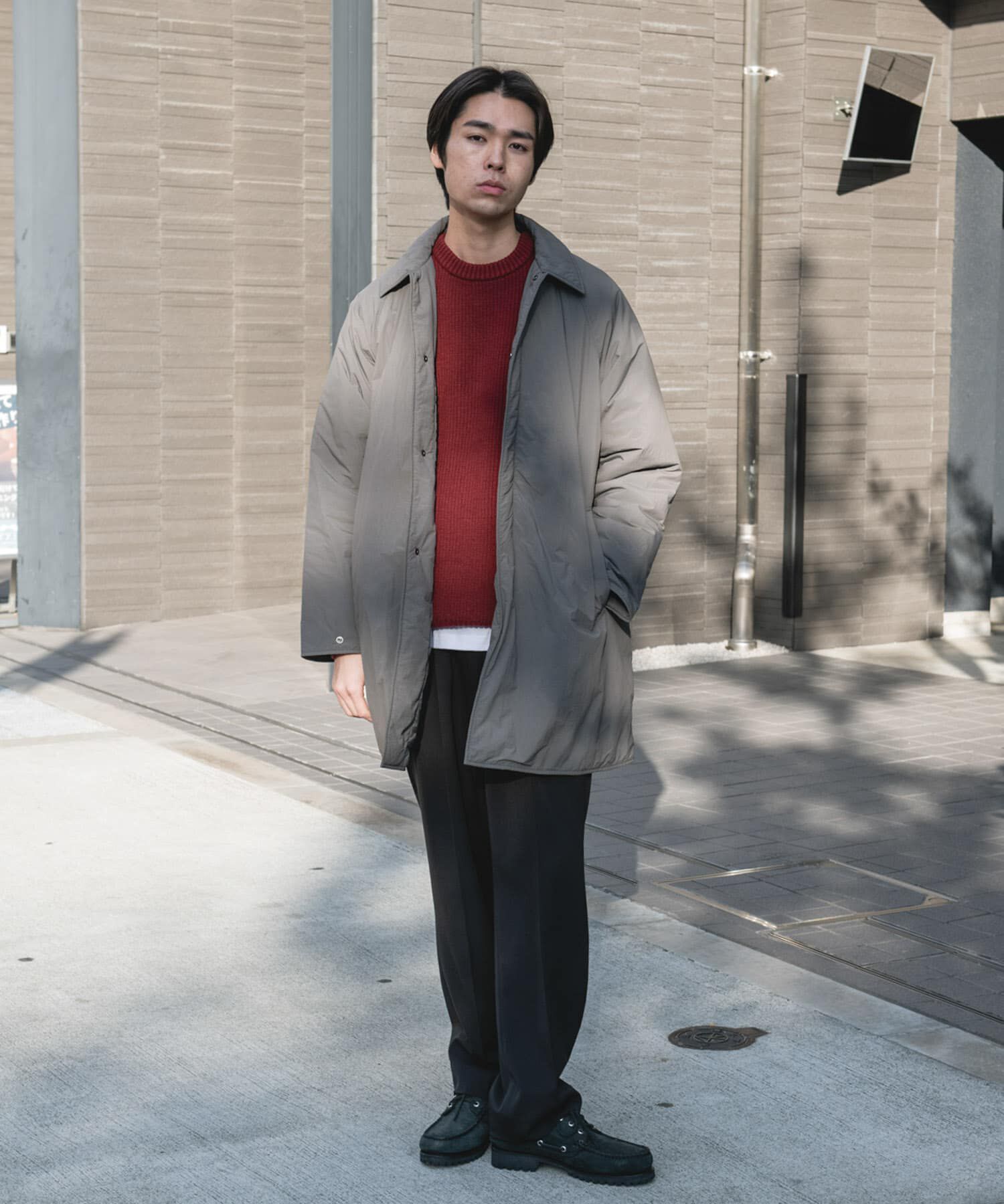 URBAN RESEARCH DOORS「ライトナイロン パデット バルマカンコート」|ノーカラーコート|