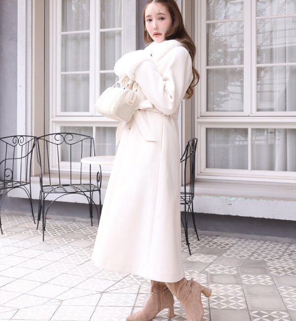  「【サイズ展開あり】襟/袖ファーマルチリボンロングコート」|その他|