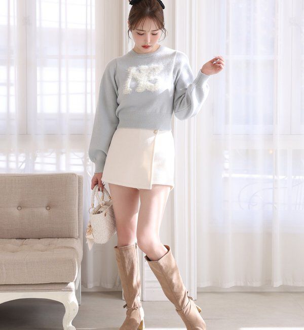  「金ボタン付スタイルアップスカショーパン」|スカート|