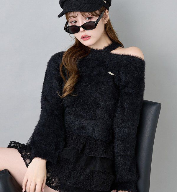  「プレート付きフェザーニット」|ニット・セーター|