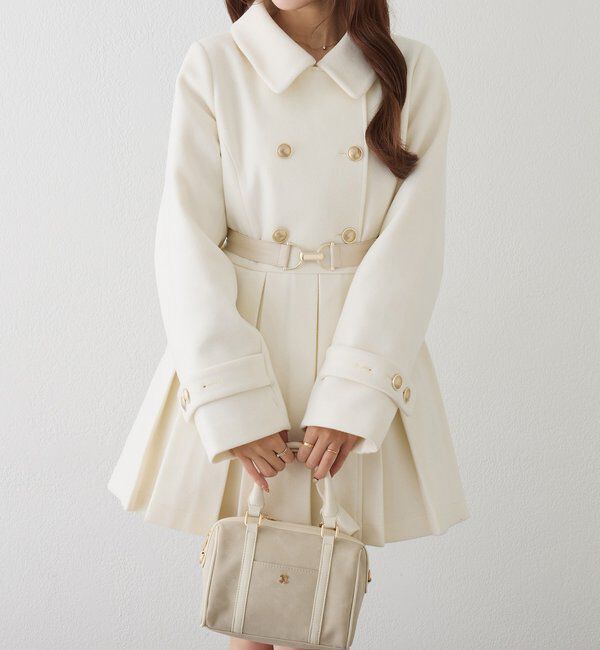  「ウエストベルト付きフェイクファー襟ミドルコート」|その他|