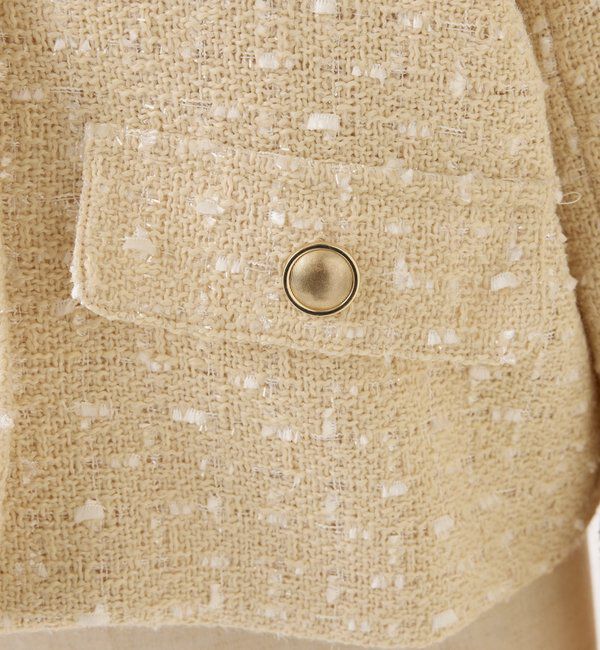  「フェイクファーフード付きツイードジャケット【セットアップ可能】」|ダウンベスト・ベスト|