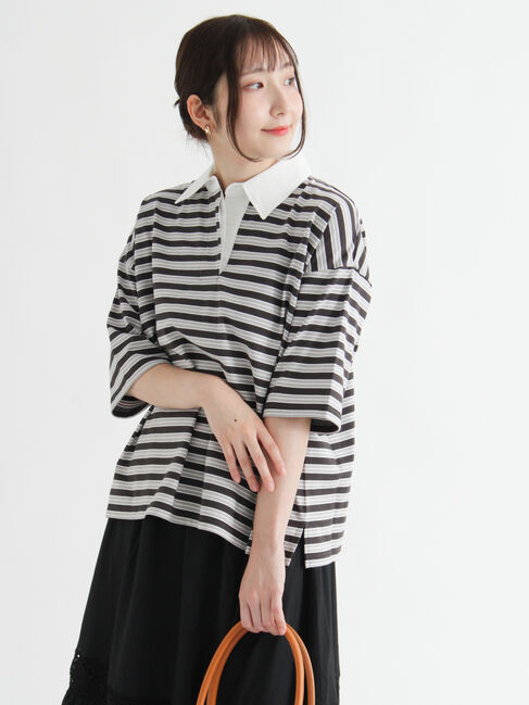 Te chichi TERRASSE「マルチボーダーラガーシャツ《2025autumn catalog item》」|その他|チャコールグレー