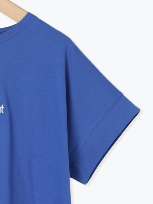 Samansa Mos2 blue「ロゴ刺繍フレンチスリーブTシャツ」|Tシャツ・カットソー|